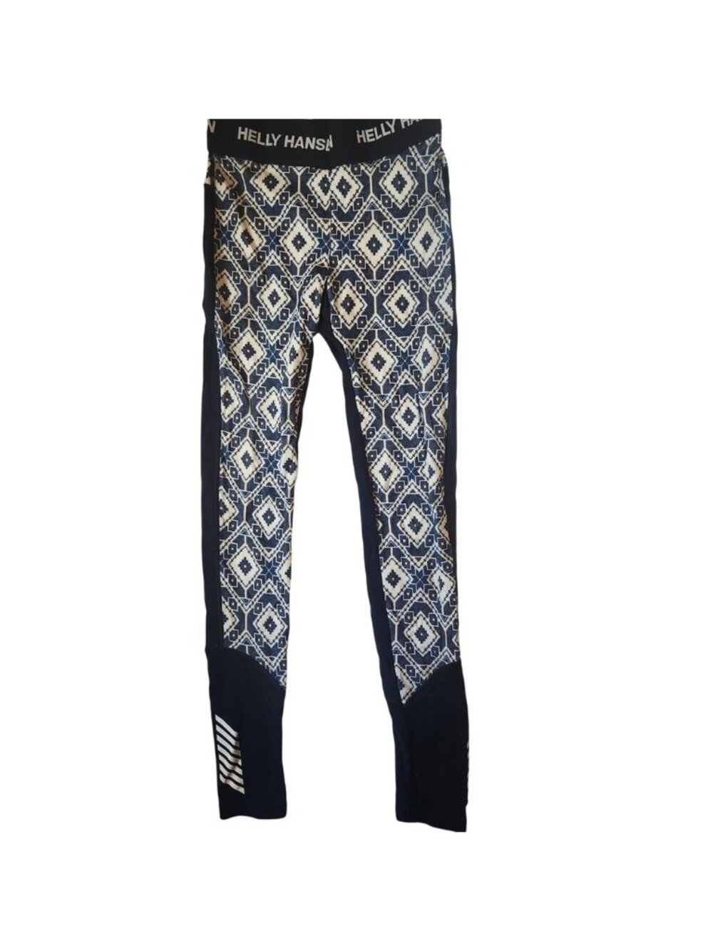 Helly Hansen Lifa Merino Base Layer Leggings Blue Fair Isle Geometric Small